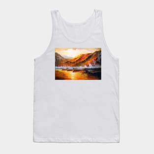 Yachts in the mountain harbor Tank Top